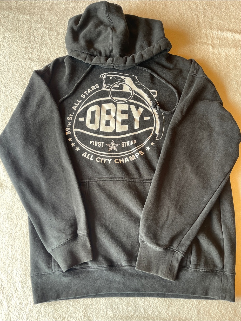 Obey Black Hoodie with White Grenade Logo